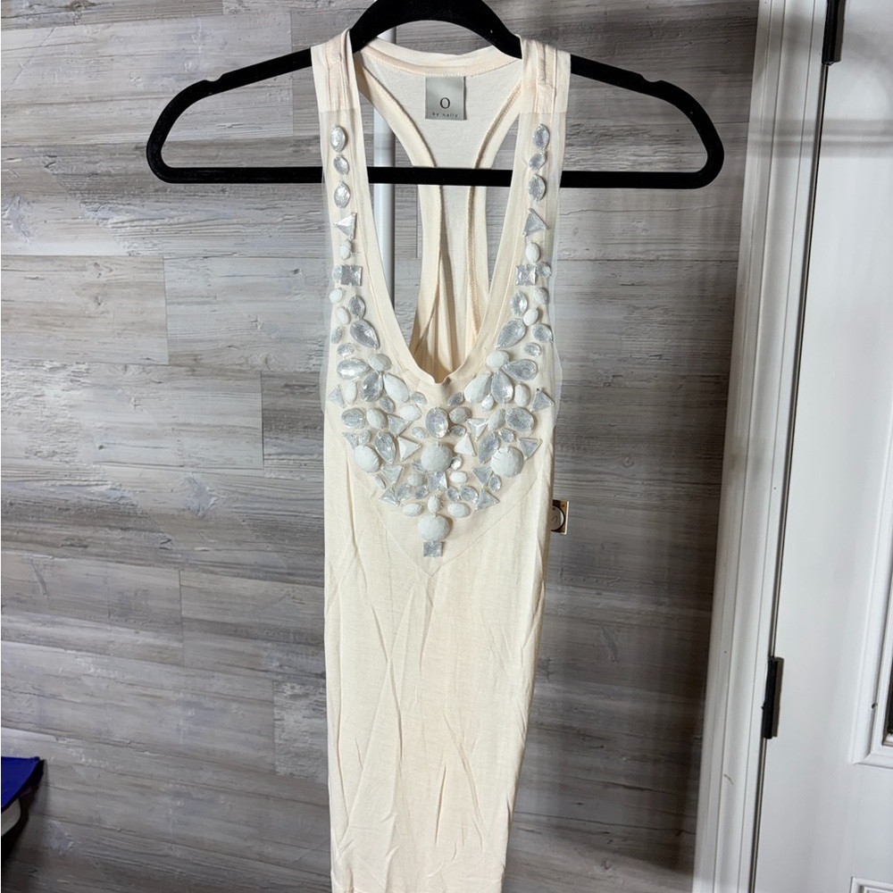 Chic Cream Embellished Tank Top 1015